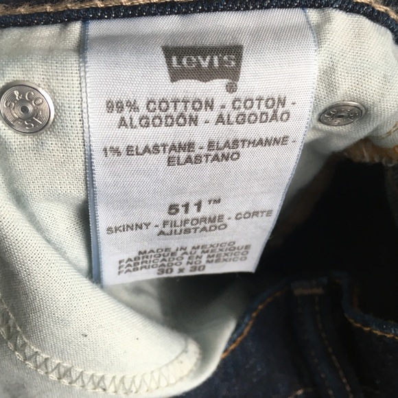 Levi 511 Levi's Dark Wash Blue Denim Jeans 28” - Picture 5 of 5